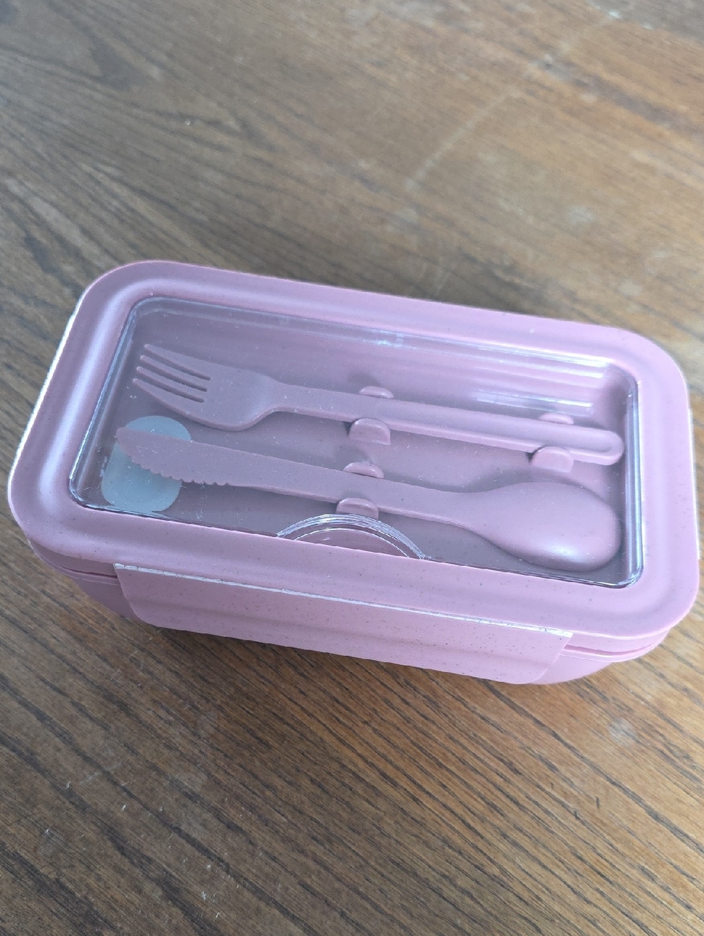 Pink Portable Lunch Box with Utensil Set